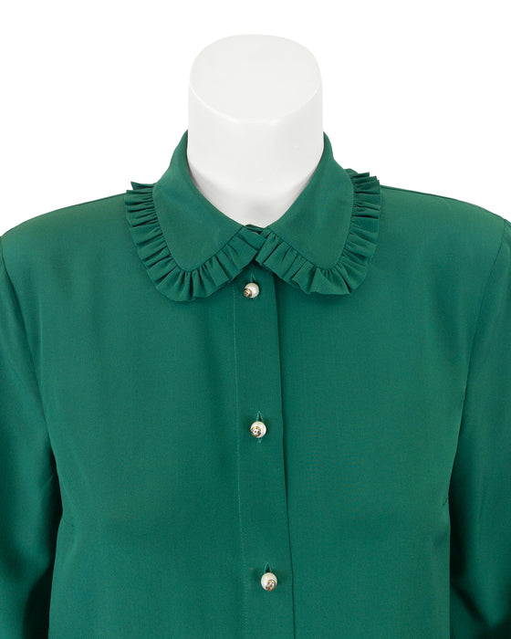 Green Silk Top and Skirt