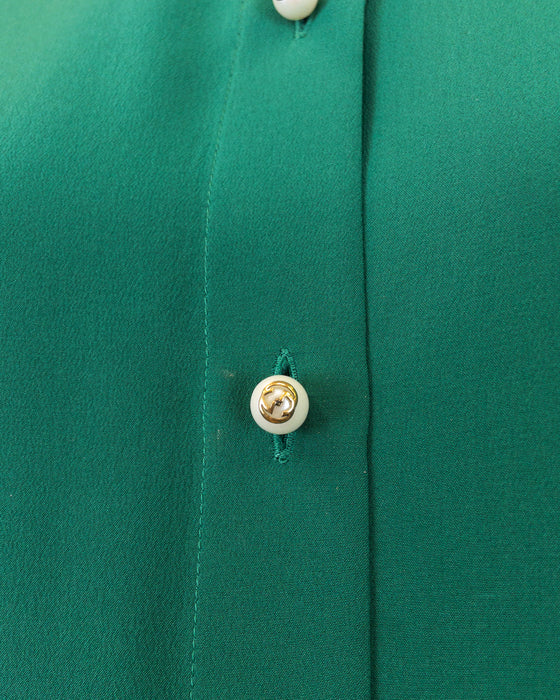 Green Silk Top and Skirt