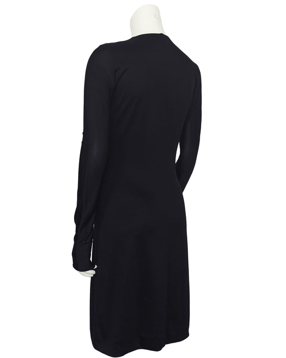 Black Jersey Dress with Gold Tiger Head
