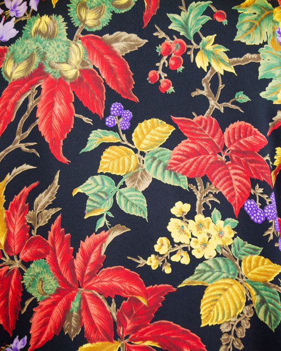 Floral Botanical Print Silk Shirt