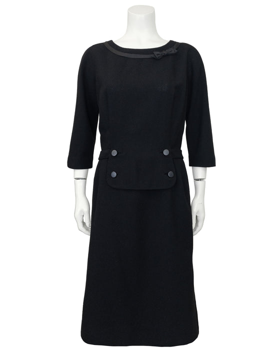 Black Wool Jackie O Style Dress