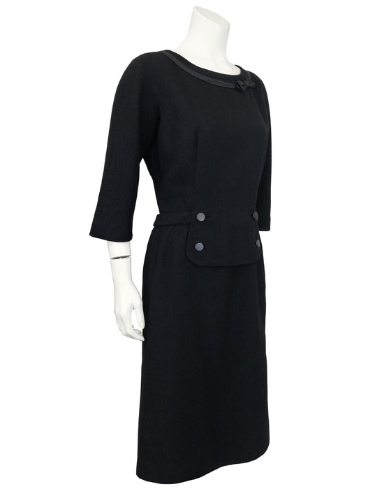 Black Wool Jackie O Style Dress