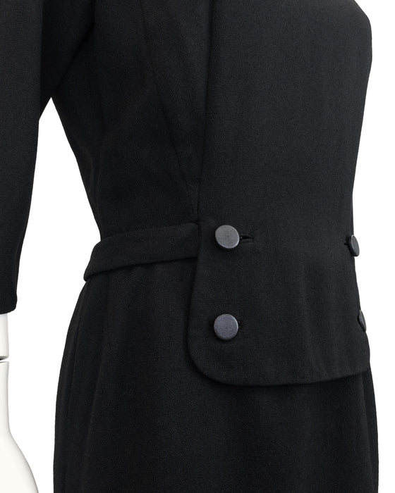 Black Wool Jackie O Style Dress
