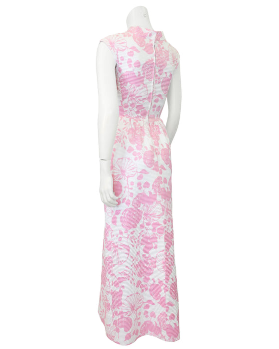 Pink and White Jacquard Maxi Dress
