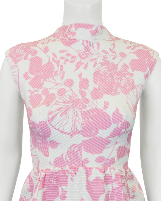 Pink and White Jacquard Maxi Dress