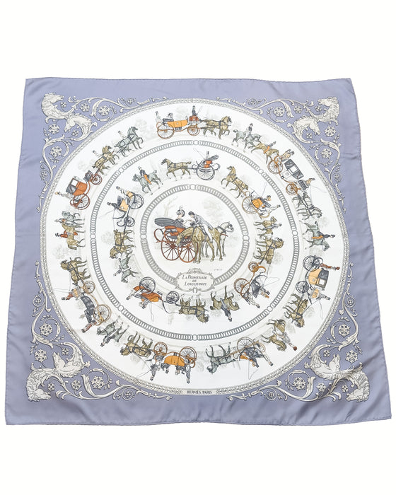 Purple “La Promenade de Longchamps” Silk Scarf