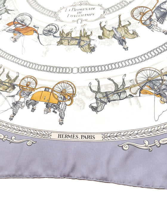 Purple “La Promenade de Longchamps” Silk Scarf