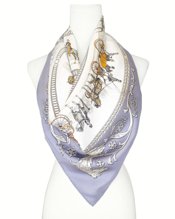 Purple “La Promenade de Longchamps” Silk Scarf