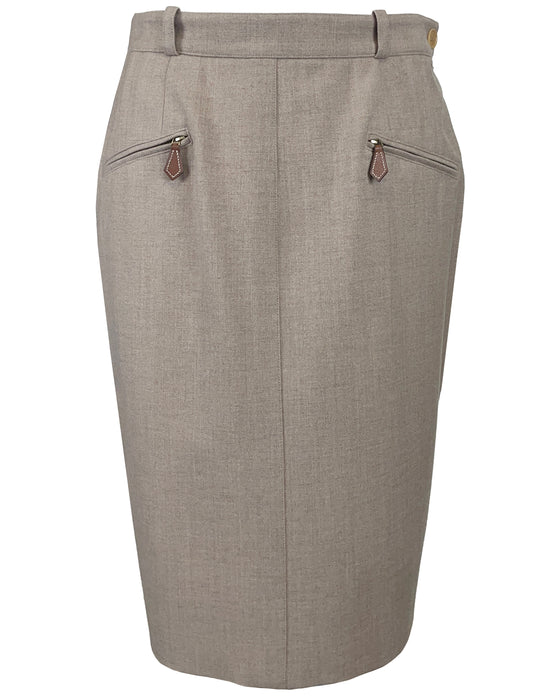 Beige and Brown Skirt with Leather Details