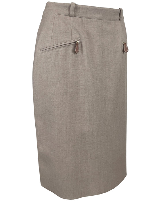 Beige and Brown Skirt with Leather Details