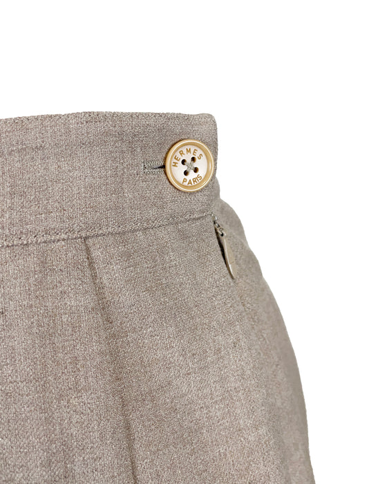 Beige and Brown Skirt with Leather Details