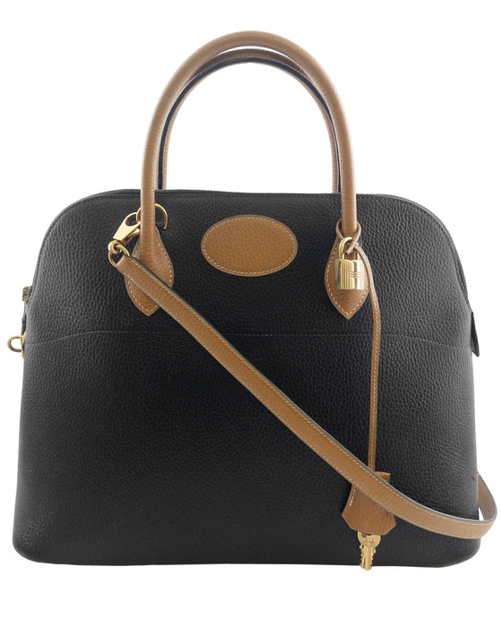 Black & Natural Leather 35 cm Bolide Bag