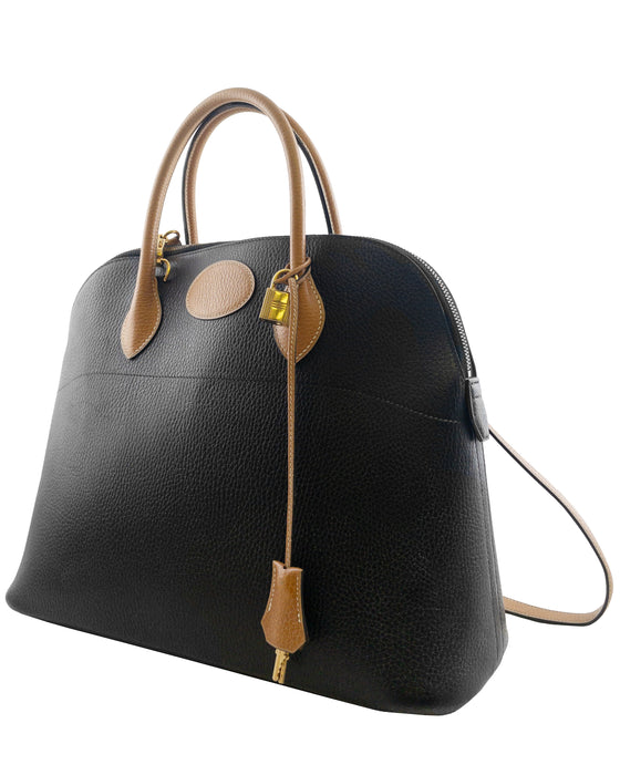 Black & Natural Leather 35 cm Bolide Bag