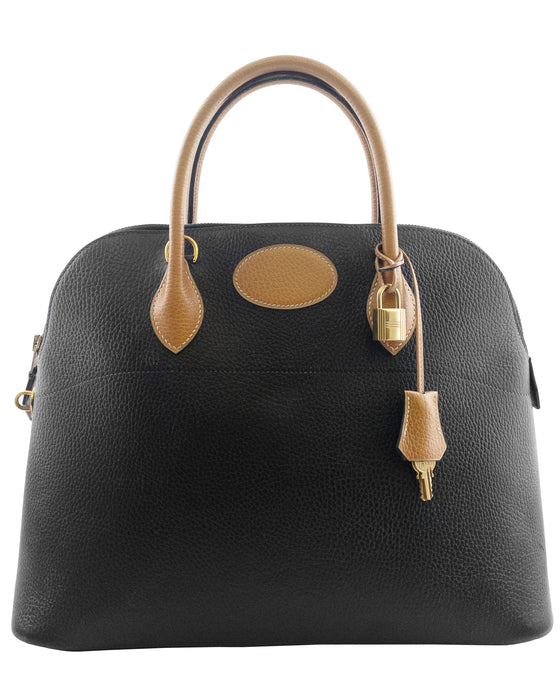 Black & Natural Leather 35 cm Bolide Bag