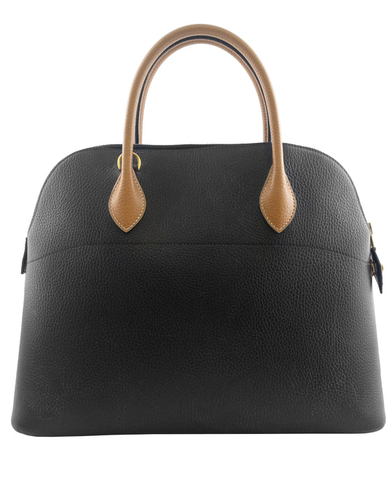 Black & Natural Leather 35 cm Bolide Bag