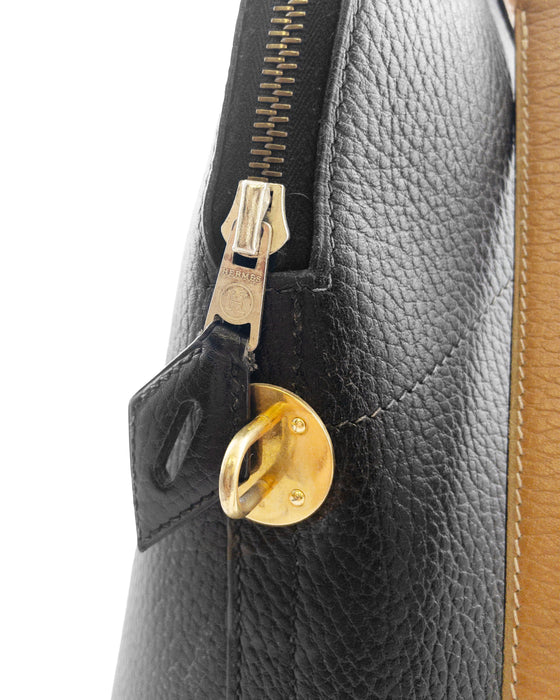 Black & Natural Leather 35 cm Bolide Bag