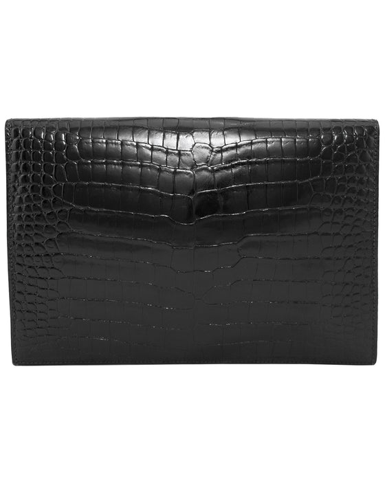 Black Crocodile Effect Rio Envelope Clutch