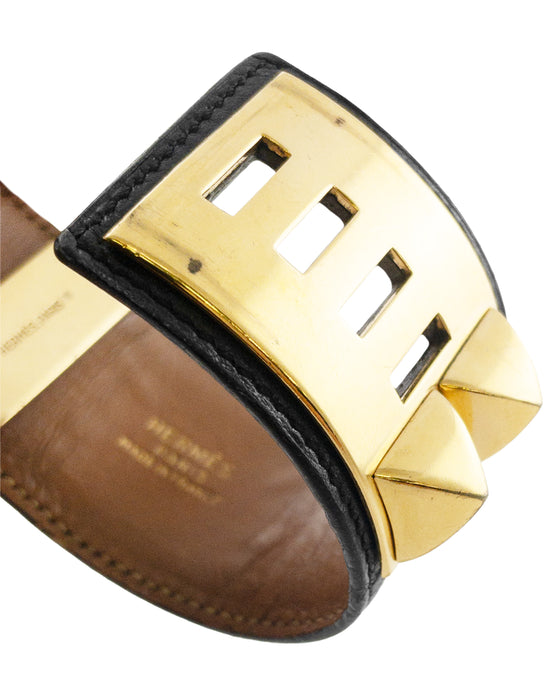 Black Box Leather and Gold Plate Collier De Chien Cuff