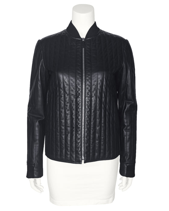 Black Padded Leather Jacket by Martin Margiela