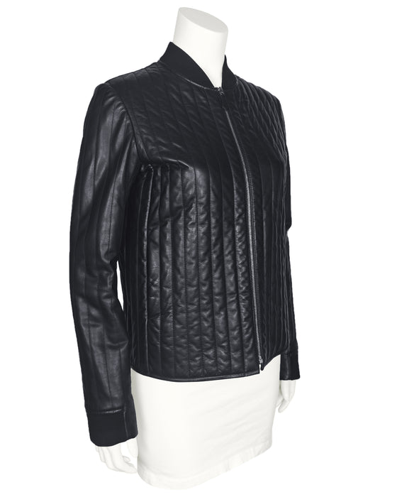 Black Padded Leather Jacket by Martin Margiela