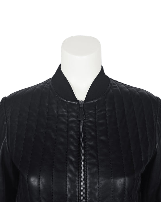Black Padded Leather Jacket by Martin Margiela