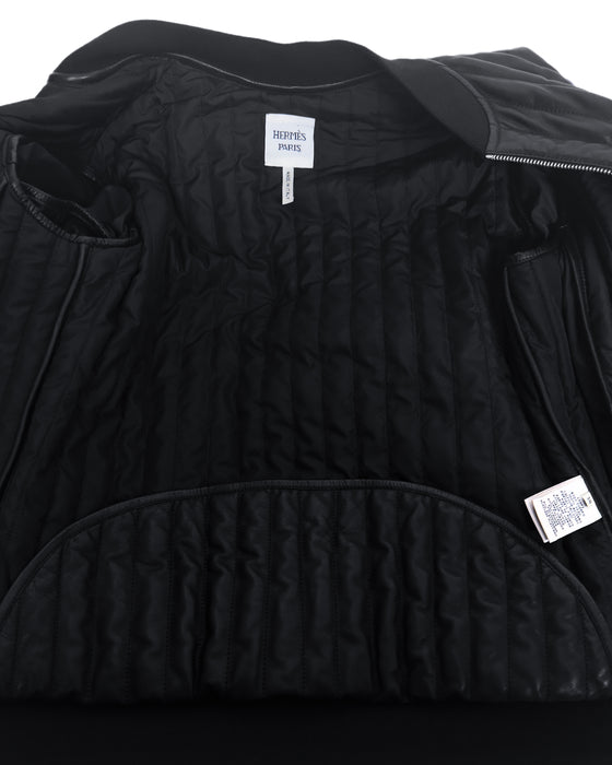 Black Padded Leather Jacket by Martin Margiela