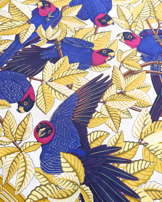 Blue and Yellow “Les Perroquets” Silk Scarf