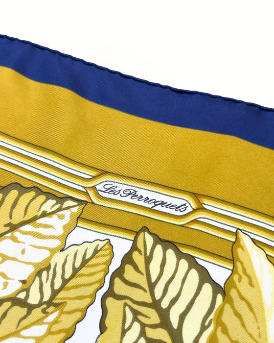 Blue and Yellow “Les Perroquets” Silk Scarf