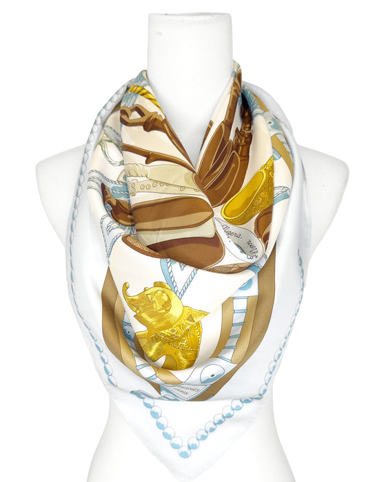 Blue “Cuillers d’Afrique” Silk Scarf