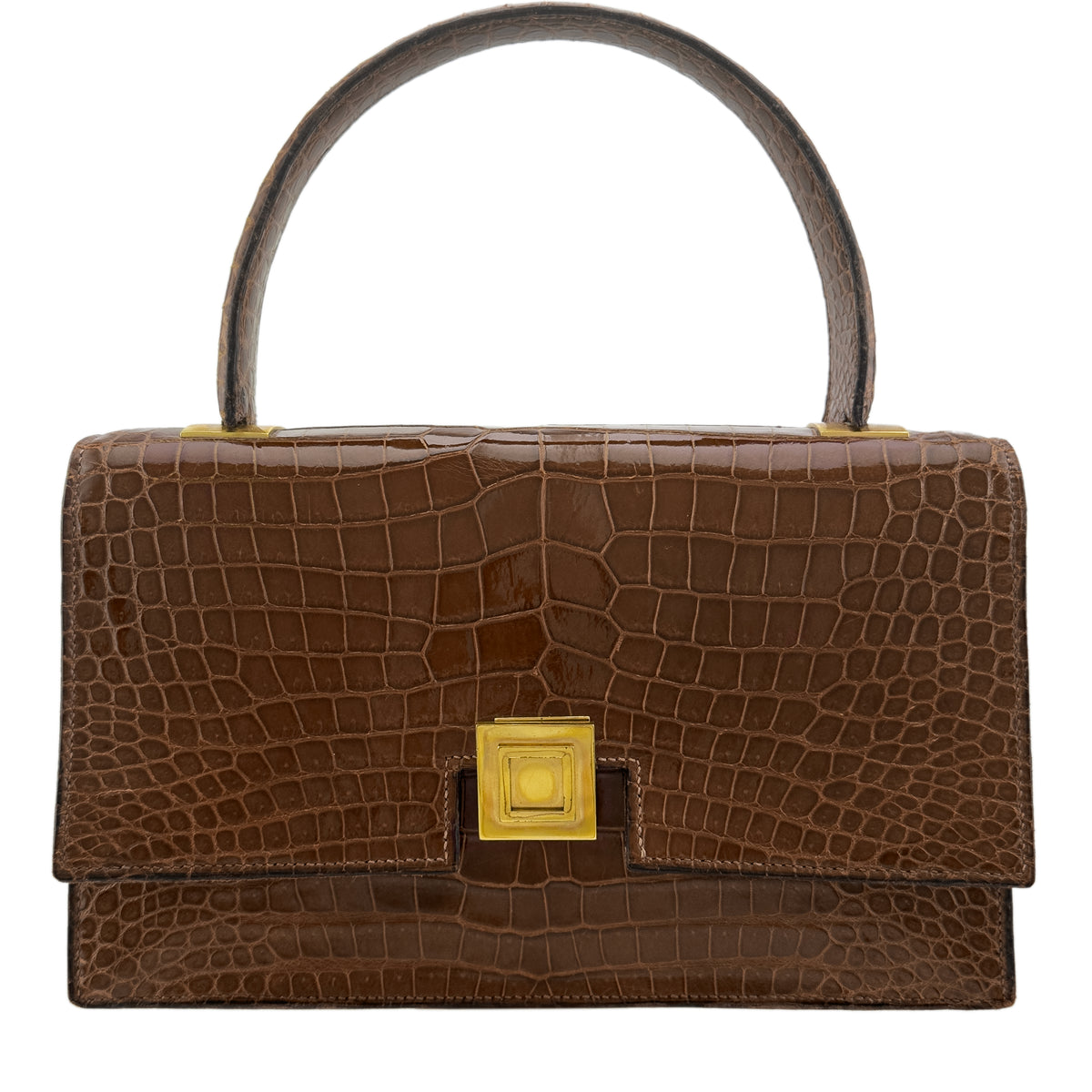 Brown Crocodile Skin Top Handle Bag – Vintage Couture