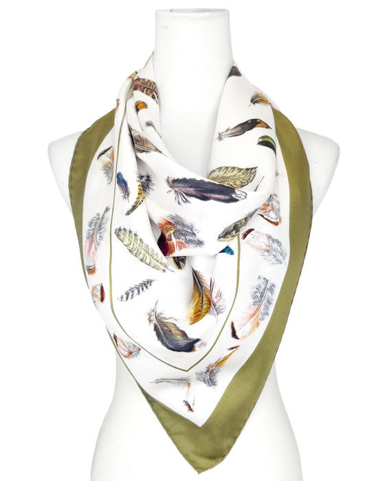 Green “Plumes” Silk Scarf