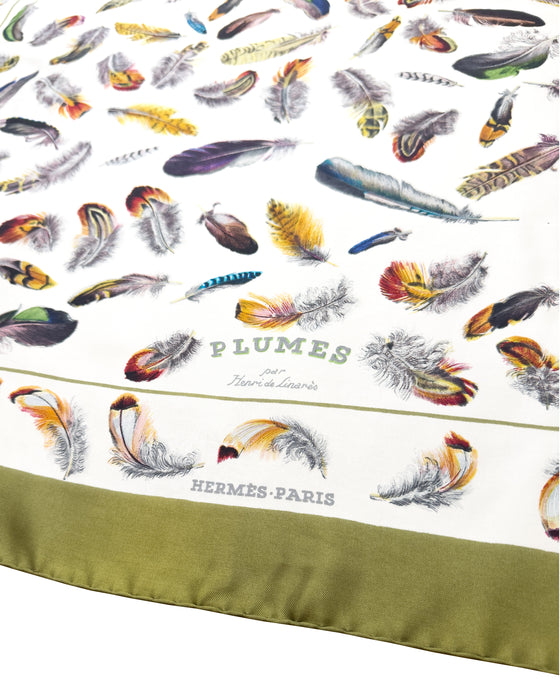 Green “Plumes” Silk Scarf