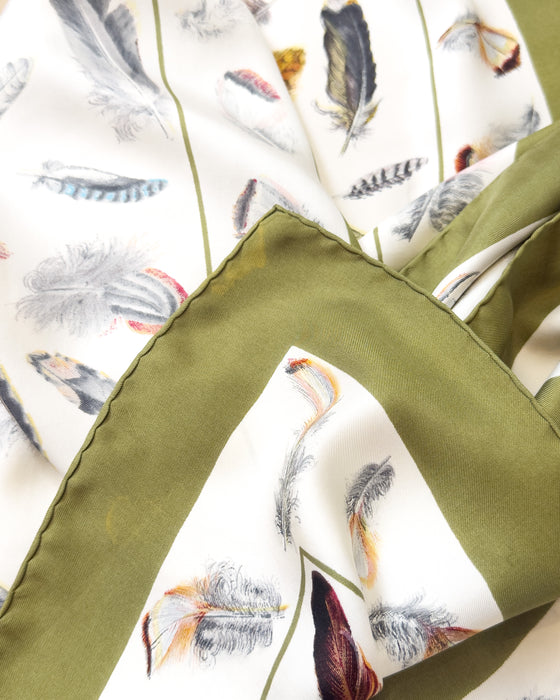 Green “Plumes” Silk Scarf
