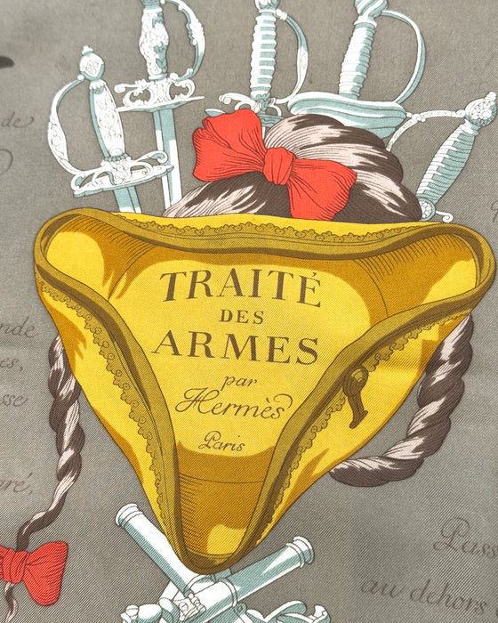 Green and Grey “Traité des Armes” Silk Scarf