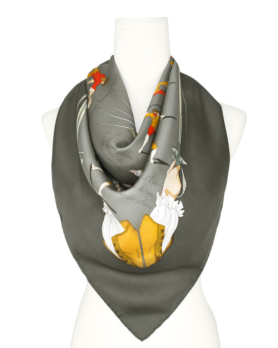 Green and Grey “Traité des Armes” Silk Scarf