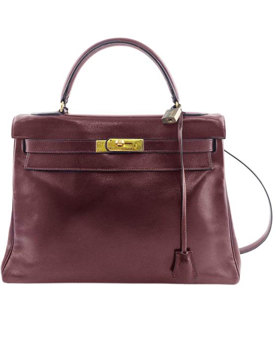 Bordeau 32 cm box Leather Retourne Kelly Bag