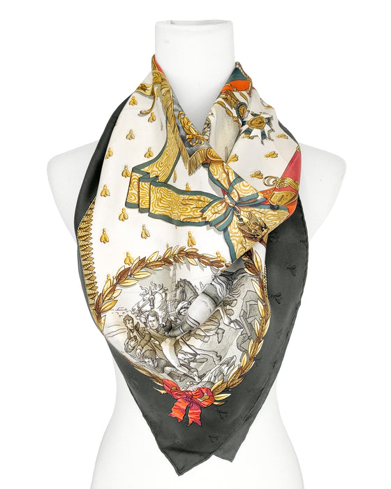 Black, Red, and Blue “Napoléon” Silk Scarf