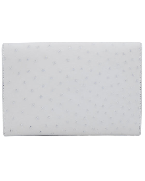 White Ostrich Rio Envelope Clutch