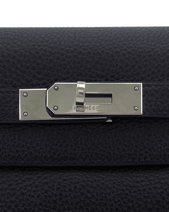 Black 28cm Retourne Togo Kelly Bag with Palladium Hardware