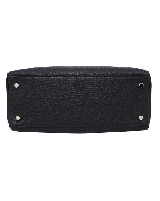 Black 28cm Retourne Togo Kelly Bag with Palladium Hardware