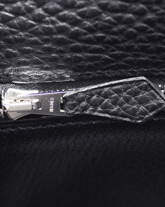 Black 28cm Retourne Togo Kelly Bag with Palladium Hardware