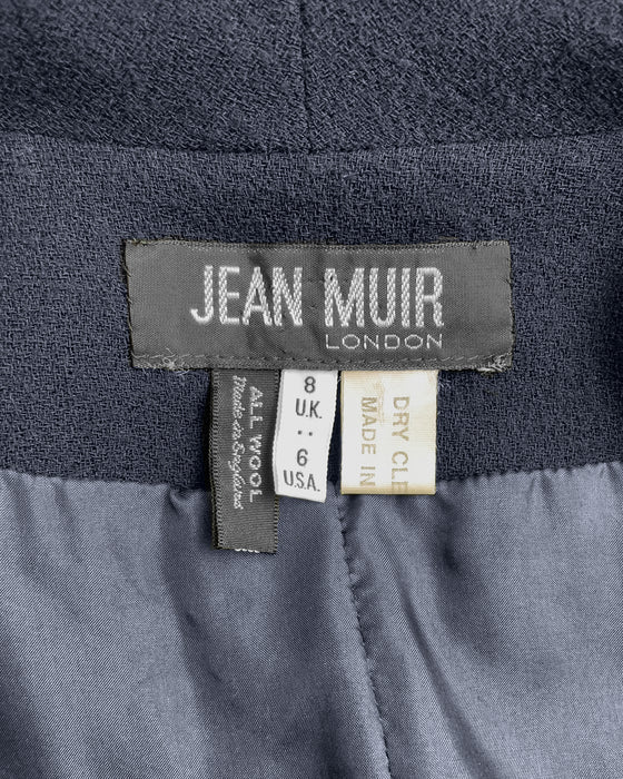 Navy Blue Wool Crepe Asymmetrical Coat-Dress