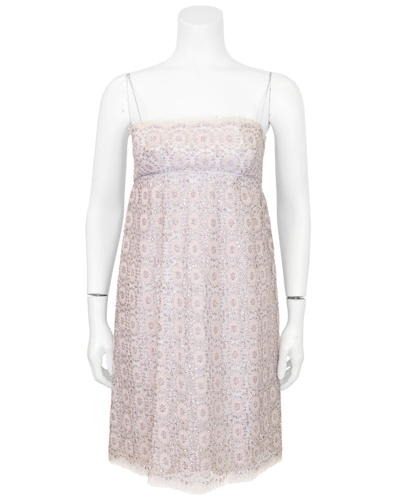 Pink and Silver Lace Mini Cocktail Dress