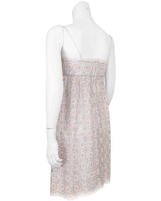 Pink and Silver Lace Mini Cocktail Dress