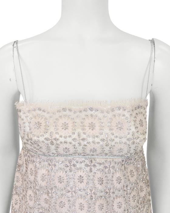 Pink and Silver Lace Mini Cocktail Dress