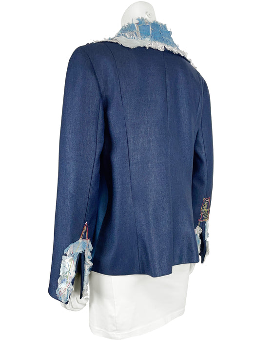 Blue Denim Patchwork Blazer