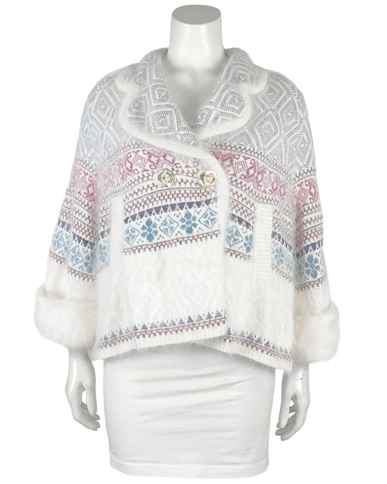 White Fair Isle Knitted Jacket