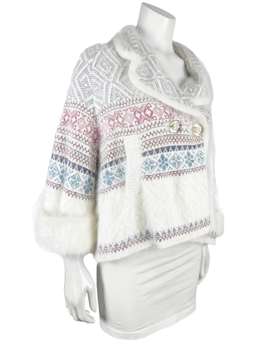 White Fair Isle Knitted Jacket