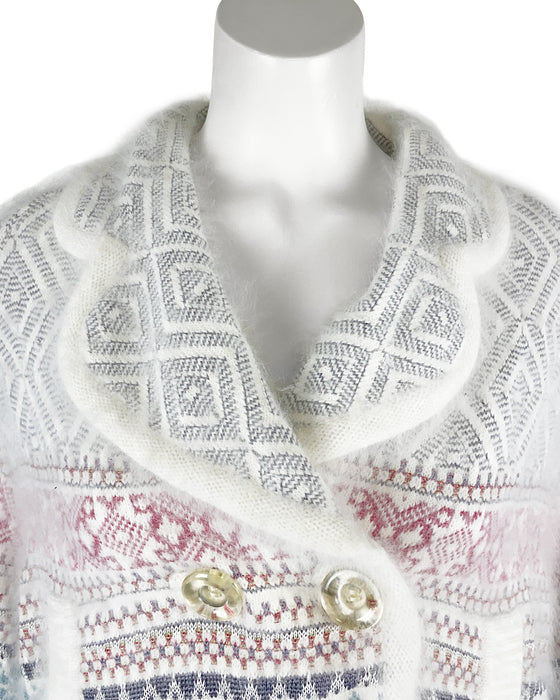 White Fair Isle Knitted Jacket
