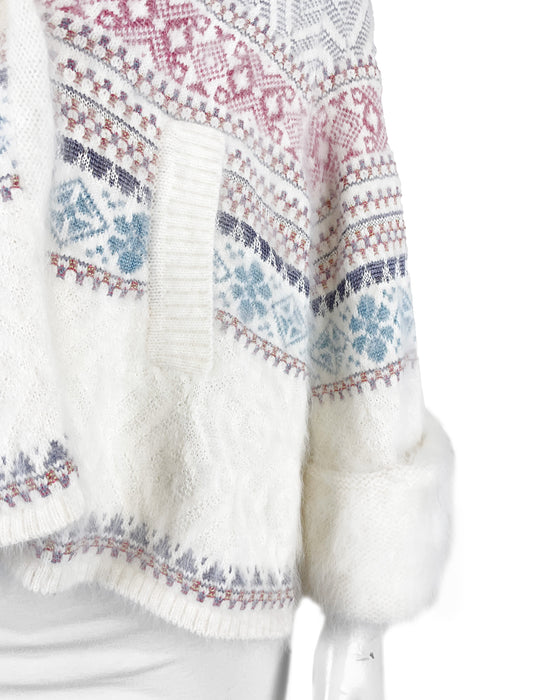 White Fair Isle Knitted Jacket